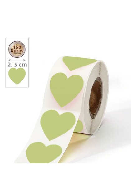 500 Pcs 2.5 cm Roll Adhesive Pastel Green Heart Sticker Label Gift Packaging