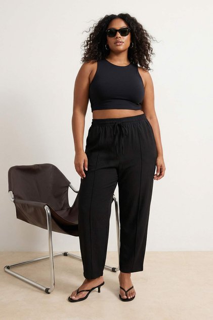 Black Carrot Fit Woven Plus Size Pants Tbbss26Ar00005