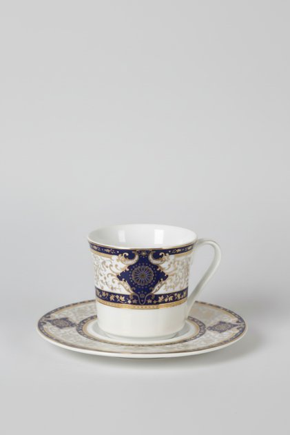 2-Piece Navy Blue Gold Gilded Palace Porcelain Coffee Cup Set