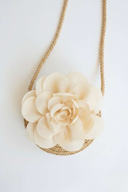 Girl's Straw Flower Bag