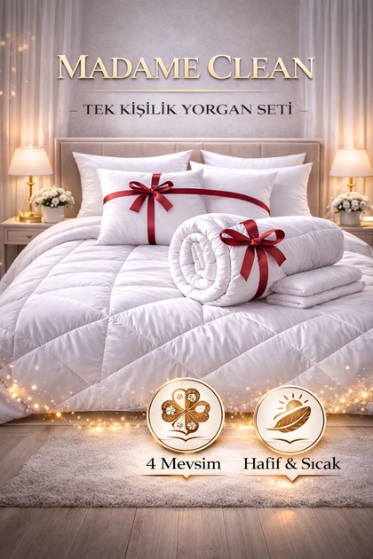 Single Antiallergic Luxury Microfiber Quilt + 1 Piece 800 Gr Bead Silicone Pillow Set