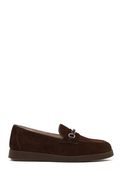 Women's Brown Buckle Suede Leather Comfort Loafer 25Afd154010