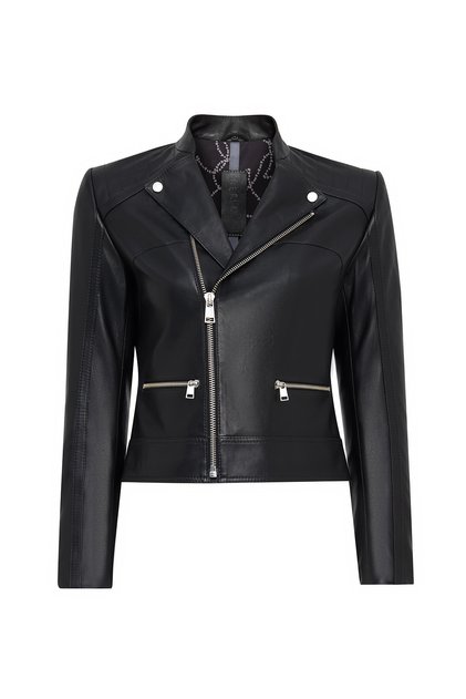 Nova Kadın Siyah Biker Kısa Deri Ceket 25SGD5296VE