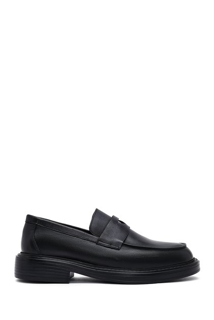 Men's Black Genuine Leather Casual Loafer, Winter Shoes 25Wfd685918