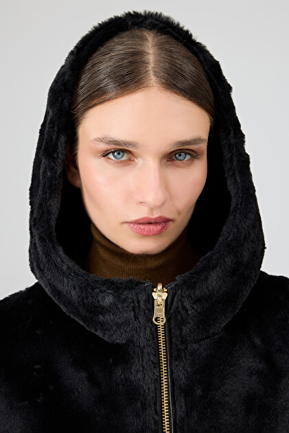 Derimod Gardena Kadın Siyah Çift Taraflı Teddy Mont 24WGD5241FF