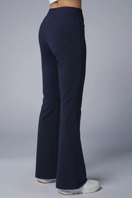 Peak Women Navy Blue High Waist Flare Pants Sweatpants 7028