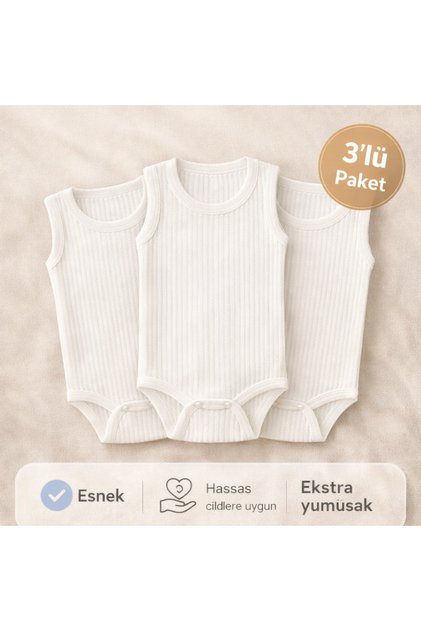 3-Piece Rib Baby Athlete Bodysuit with Report and Snap Fasteners White 100% Cotton - Rib Baby Bodysuit