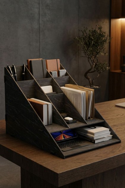 Dosya Düzenleyici Masa Üstü Organizer Ahşap Evrak Raflı Model 4