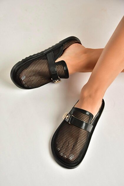 フォックス Fox Shoes Y250505015 Siyah File Önü Kapalı Kadın Terlik - Fiyatı
