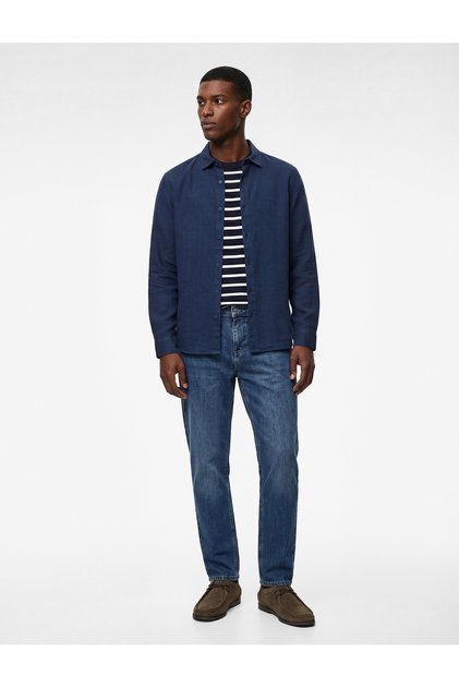 Regular Waist Cotton Tapered Jean Pants with Pockets - Joe Jean
