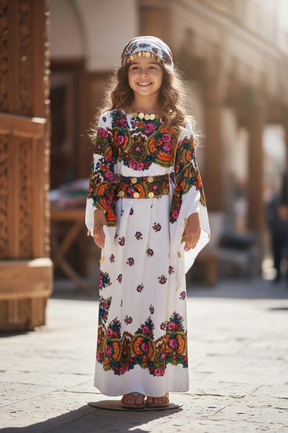YÖRESEL HAMAVİ ÇOCUK ELBİSE (ŞAL VE KUŞAK BİRLİKTE)