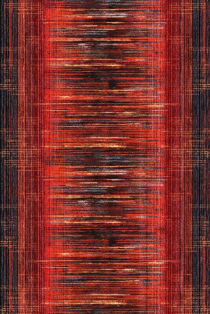 Red Black Abstract Brushstroke Patterned Modern Rug - Energetic Abstract Art Living Room Rug