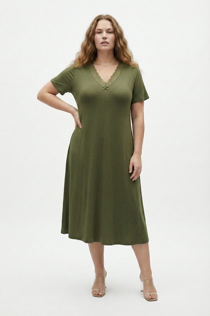 Lace Detailed Bamboo Flared Skirt Dress