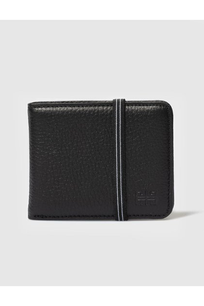 Black Genuine Leather Elastic Card Holder Wallet