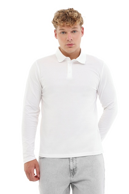 Kinetix MB SN329 UKOL POLO 5PR Beyaz Erkek Uzun Kol T-Shirt