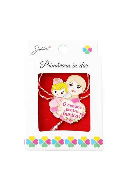 Martisor Brosa Mica in Cutie, Dimensiune Brosa 2.5-3 cm, Flippy,Model "O minune pentru bunica"