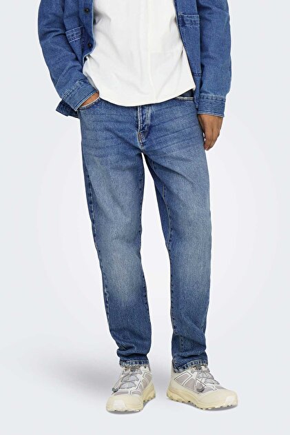 ONLY & SONS tapered fit broek ONSLINUS groen