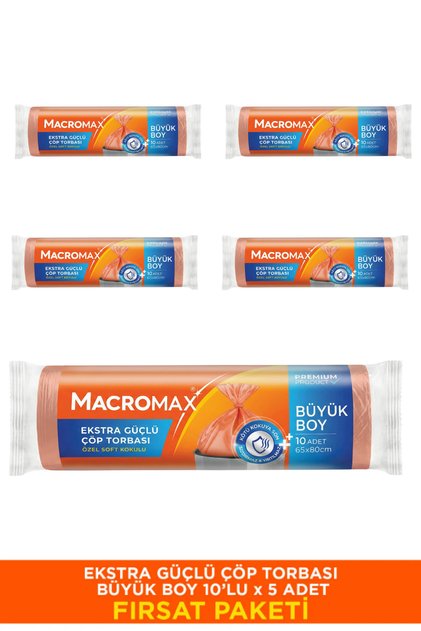 Ekstra Güçlü Çöp Torbası Büyük Boy 10'Lu Paket X5