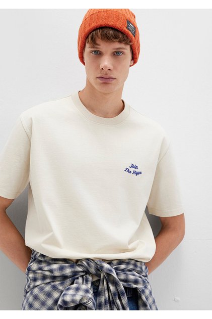 Printed Beige T-Shirt Loose Fit / Relaxed Fit 0613046-70140