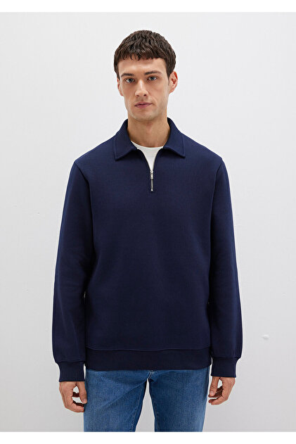 Mavi Polo Yaka Yarı Fermuarlı Lacivert Sweatshirt 0S10414-86415