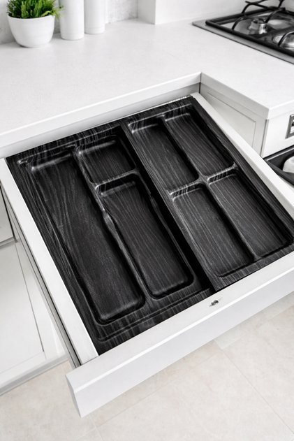 Drawer Organizer Spoon Holder Black 2-Piece Kitchen Drawer Spoon and Knife Organizer 35X45