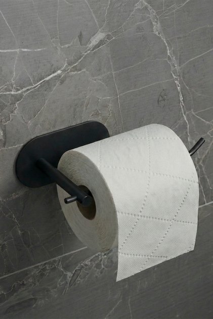 Stainless Steel Black Toilet Roll Holder / Adhesive System Toilet Roll Holder Black