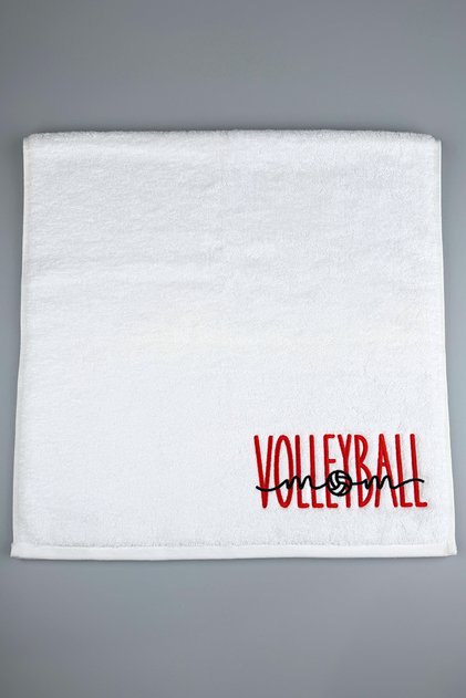 Volleyball Embroidered 100% Cotton Athlete Towel-600 Gsm Premium White Match and Training Towel 50X100 cm