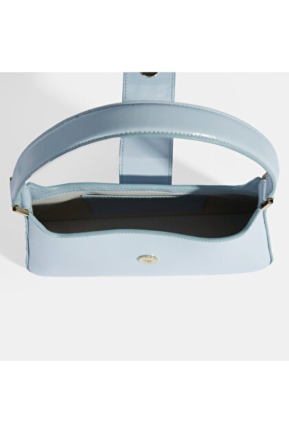 Desa Blue Women's Patent Leather Leather Shoulder Bag- Trendyol