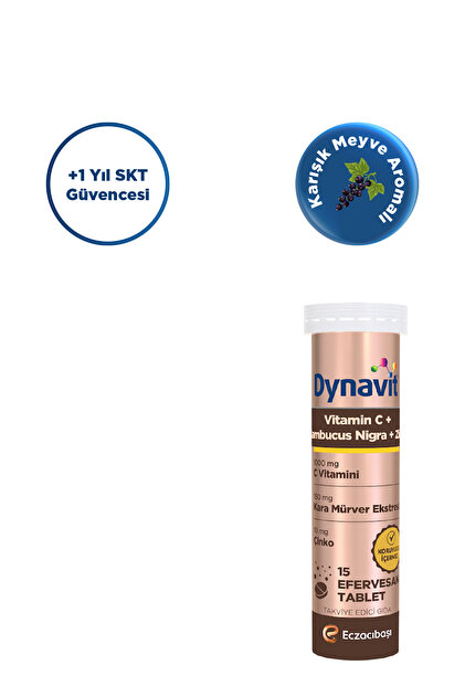 Dynavit C Vitamini, Sambucus Nigra ve Çinko 15 Efervesan Tablet x2
