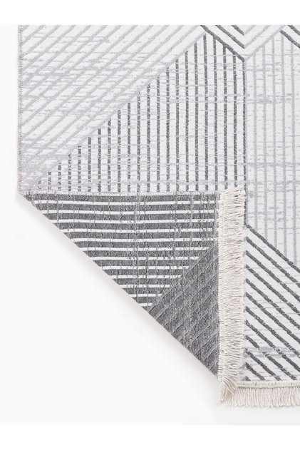 Zigzag Gri Kilim Bohem Serisi Çift Taraflı Dokuma Pamuklu Kilim Halı
