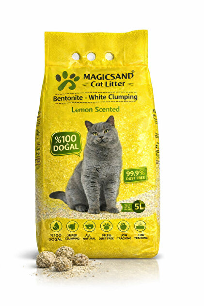 Limon Kokulu İnce taneli Kedi kumu Bentonit 5 Lt
