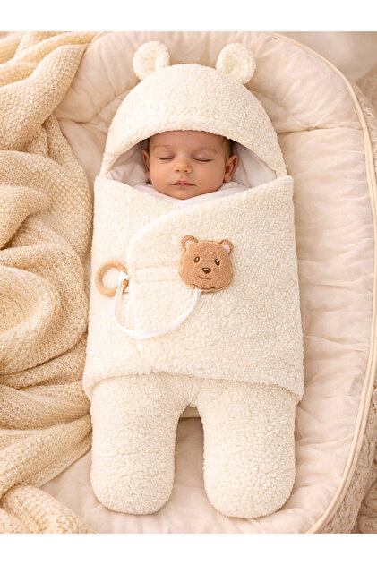 Tomuycuk Welsoft Plush Baby Swaddle Blanket Footed Sleeping Bag