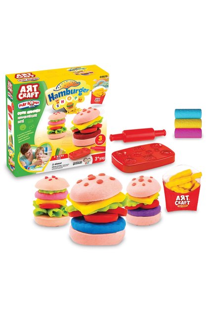 Hamburger Set Oyun Hamuru 3 Renk Oyun Hamuru Ile Hamburger Yapma Oyunu-3573