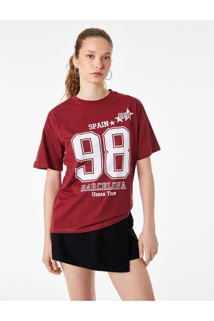 Cotton Comfortable Fit Short Sleeve Crew Neck College Printed T-Shirt