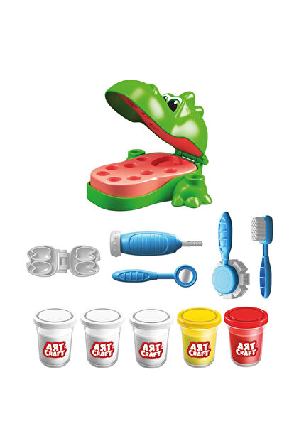Huppiprint Art Craft Dino Dentist Oyun Hamuru Seti - Play Dough