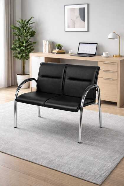 Ofis ve Bekleme Alanları İçin Premium İkili Koltuk,Misafir koltuk– Modern Tasarım, Krom Ayak,