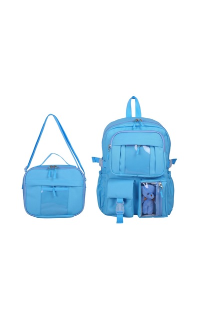 Kawaii Style Elementary School Bag with Teddy Bear Gift and Lunch Box