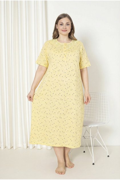 100% Cotton Short Sleeve Plus Size Mother's Nightgown 586