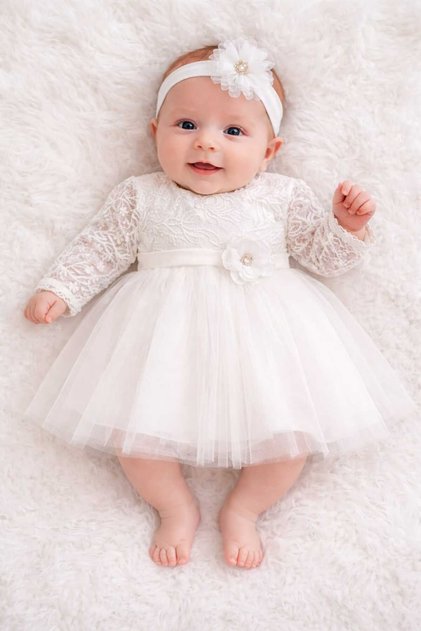Lace Belted Baby Girl Mevlütlük Dress Set