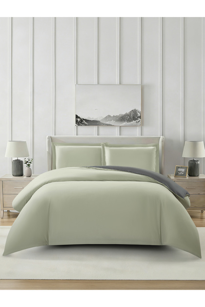 Solid Duvet Cover Set 4-Pcs, Queen Size 200×240cm, Brushed Microfiber,( Without Filler )