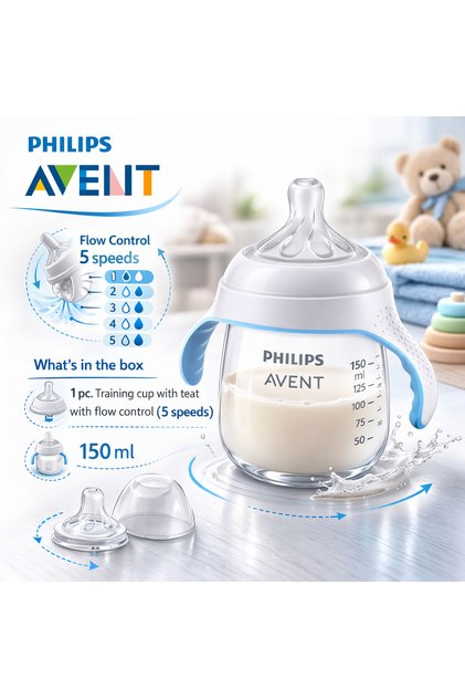 Cupă Transition Response SCF263/61, 150 ml, tetină Flow 5, +6 luni, fără BPA,