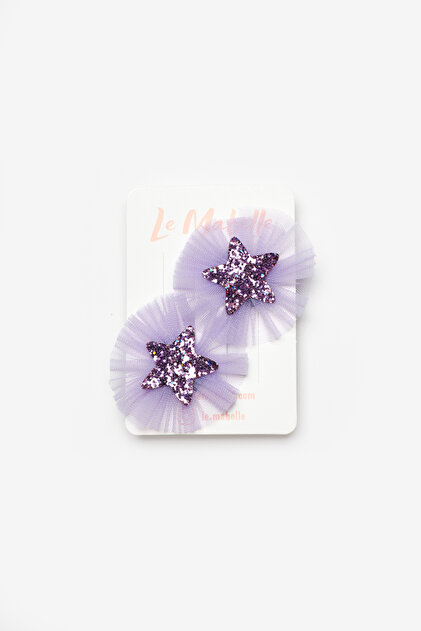 Lilac Tulle Detailed Star Figured 2-Piece Hairless Baby Clips