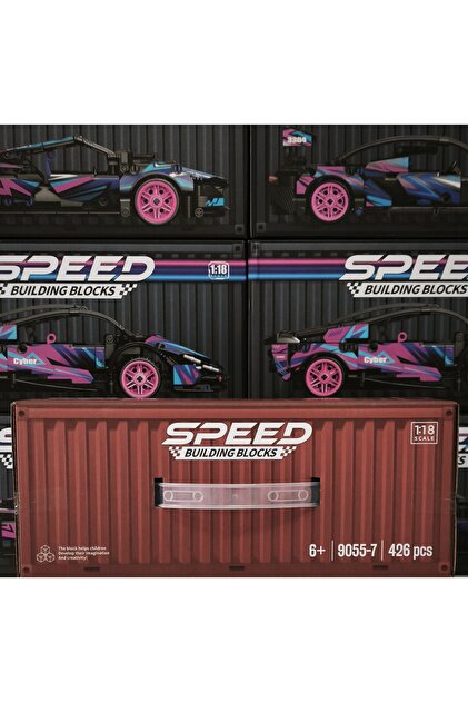 SPEED Building Blocks 1:18 Ölçekli Çek-Bırak Kırmızı Yarış Arabası
