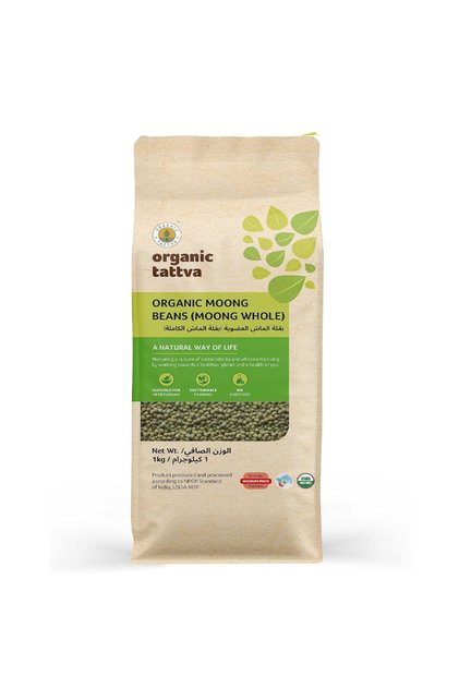 Organic Premium Whole Raw Green Moong Bean Lentil Grains (1kg)
