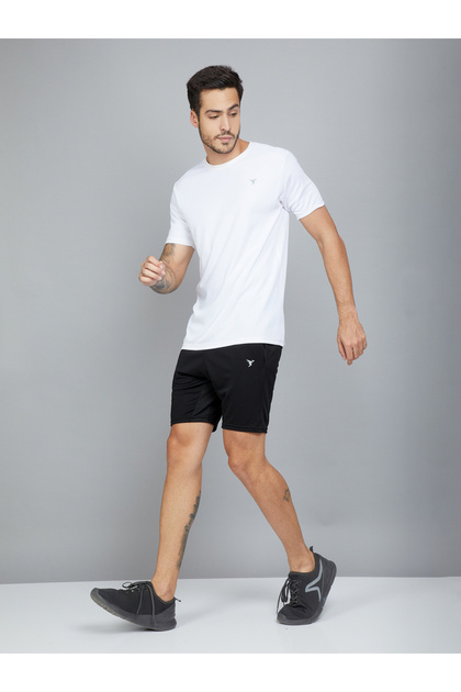 Black Solid Shorts with Side Pocket