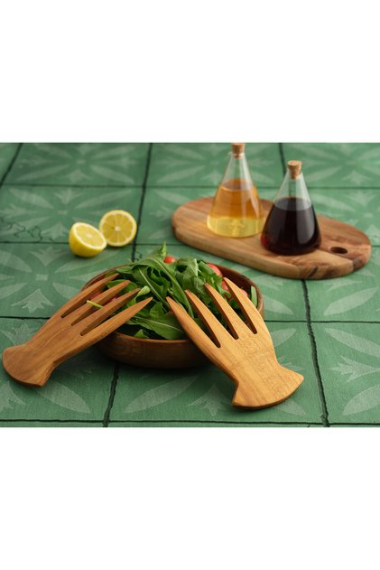 2-Piece Solid Acacia Wood Salad Serving Set – Exotic Texture and Superior Durability