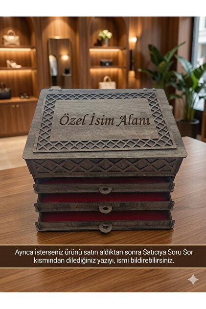 URFA LAZER Tesbih Koleksiyon Kutusu ve Saat Kutusu Ahşap 4 katlı
