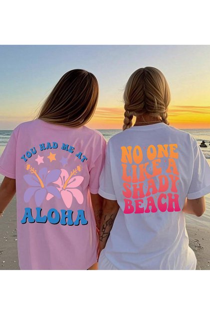 Summer Special Back and Front Printed 2-Pack Crew Neck Short Sleeve Oversize Combed Cotton Tshirt