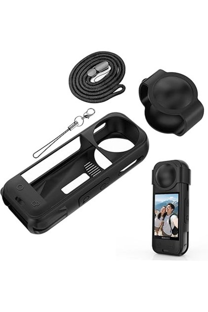 Silicone Case for Insta360 X5 Lens Cap Combo Kit Drop Protection Case Dustproof Silicone Case with L