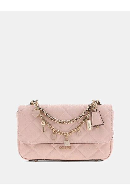 Guess Libby Kapaklı Çapraz Askılı Kadın Pembe El Çantası